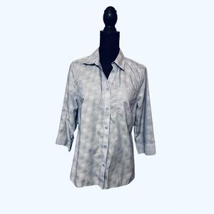 Chico’s 3/4 Sleeve Button Front Polka Dot Top